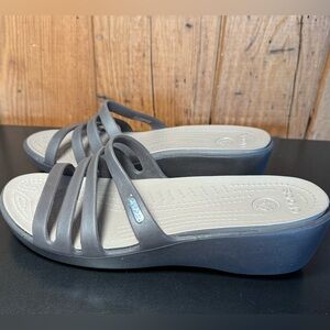 Crocs Rhonda Wedge Sandals Taupe Brown Women US 9